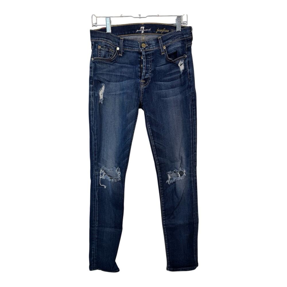 7 For All Mankind Josefina Feminine Boyfriend Jeans Distressed Womens 28